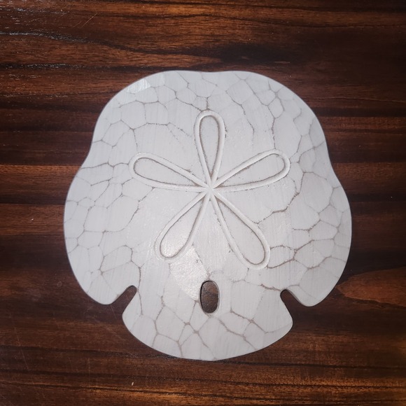 Sand Dollar Wall Plaque Wood Handcrafted 8.5" High Beach House T.I. Design - Picture 6 of 9